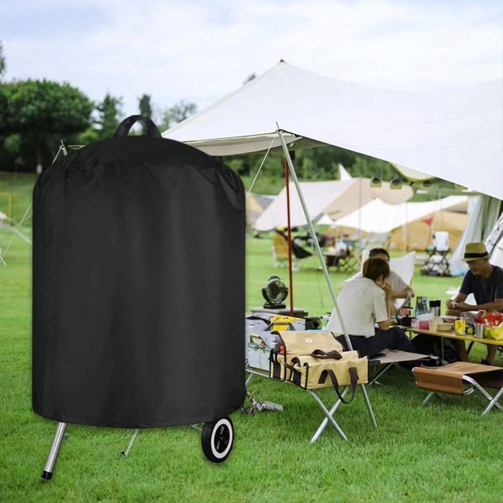Zewnętrzny pokrowiec na grilla, pokrowiec na grilla Ø 70 x 70 cm, wodoodporny zewnętrzny pokrowiec na grill 210D Oxford Tkanina, okrągła pokrywa grilla, czarna
