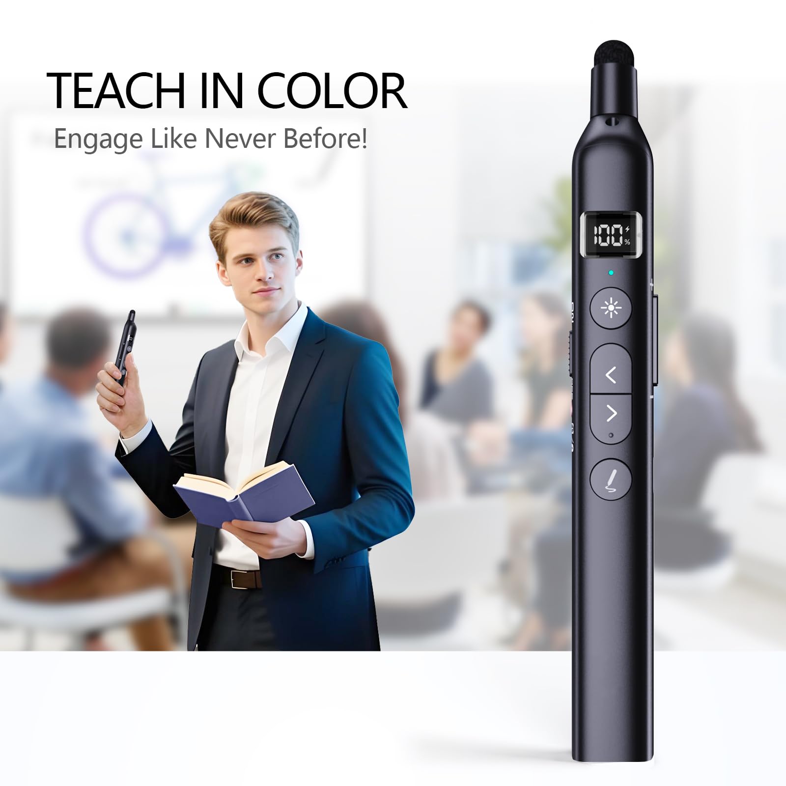 Norwii N21 Clicker de Présentation Bluetooth avec Pointeur Télescopique, Télécommande pour PowerPoint