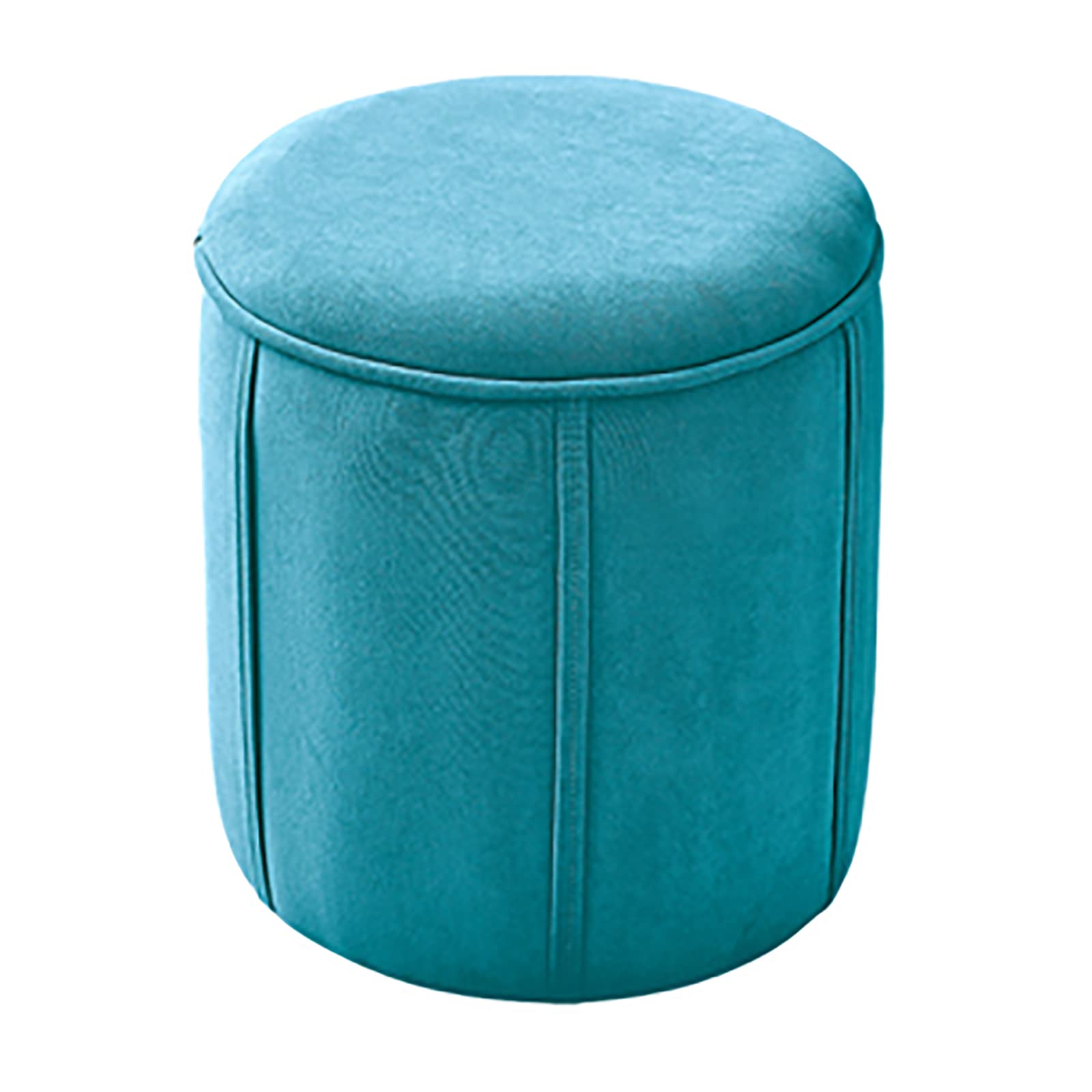 Repose-pieds en velours bleu pour créer un coin lecture cosy dans le salon