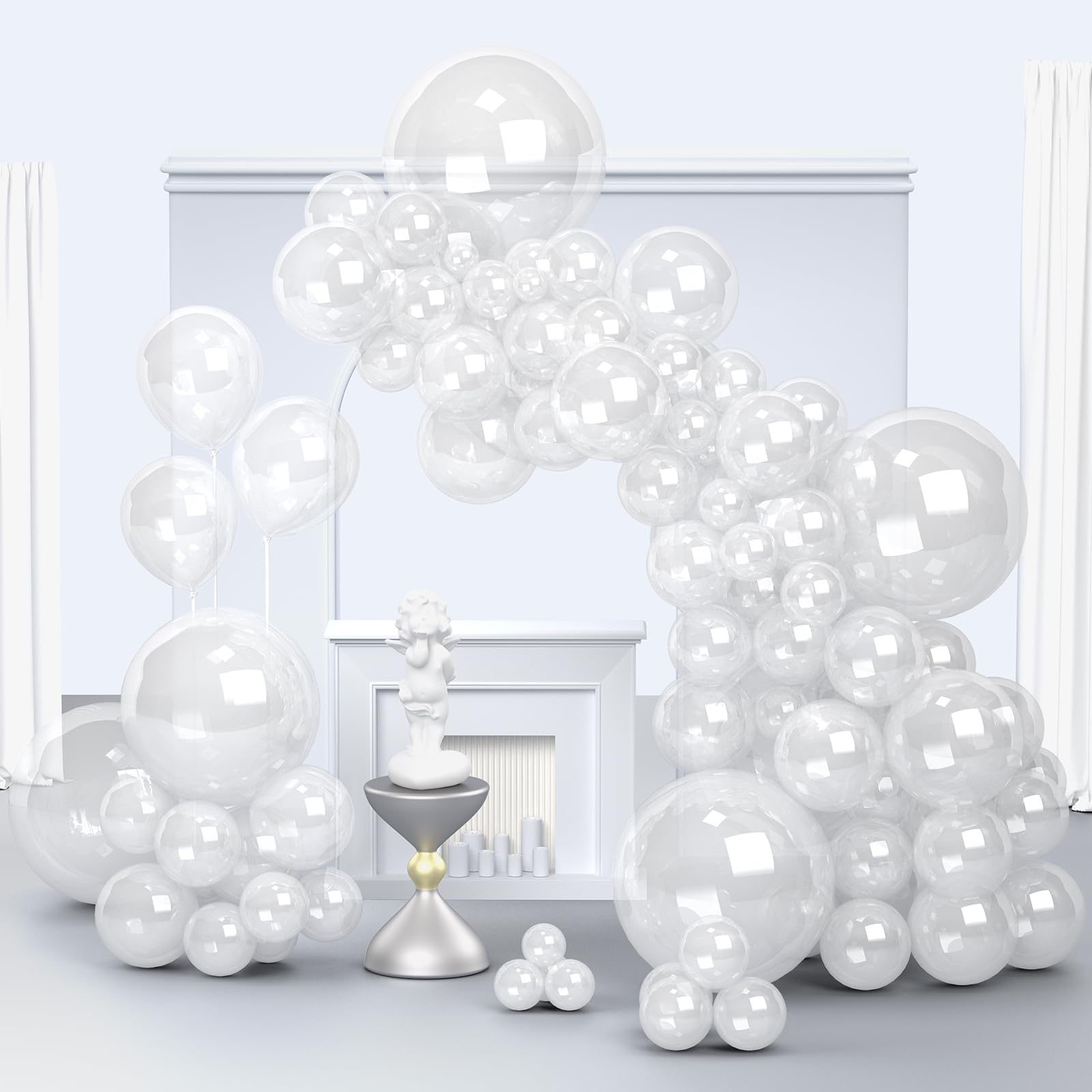 Zingnify Clear Balloons, 150 pcs Different Sizes Pack of 18 Inch 12 Inch 10 Inch 5 Inch Transparent Bubble Balloons for Balloon Garland Balloon Arch