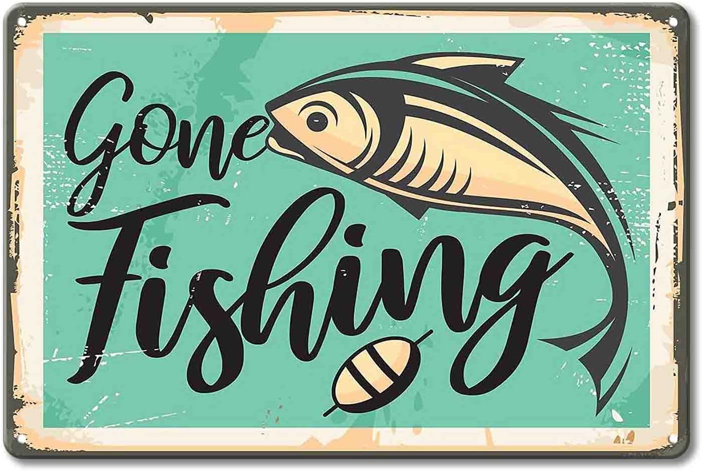 WEIMEILD Vintage Decorative Sign Template Retro With Fish