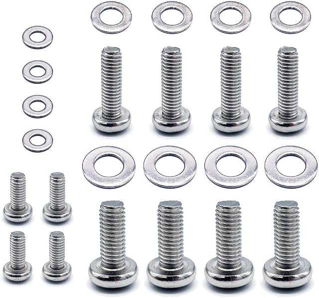 24 Pieces TV Screws Set Stainless Steel TV Mounting Screws M4 M6 M8 TV Mount with Washers for TV Monitor Mounts Bracket Fixing