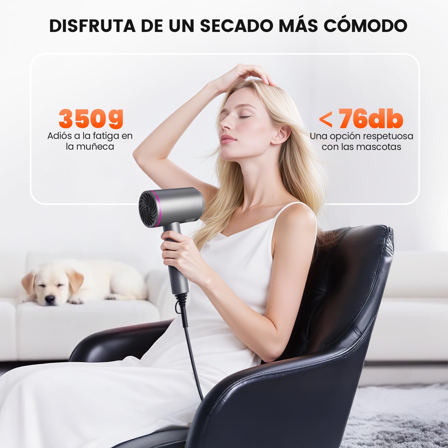 Secador pelo potente y rápido con tecnología iónica, 3 modos y botón de aire frío, secador de pelo para mujer y hombre