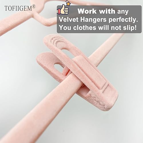Miniatura 7 de Light Pink Velvet Hangers Clips 20 PCS, Non-Slip Velvet Clip for Pant Skirt Velvet Hangers, Strong Flocking Hangers Clips Rosa claro