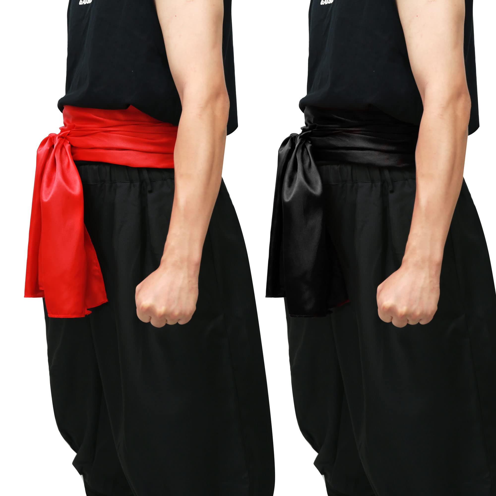 C-ZOFEKKarate Sash Kung Fu Suit Satin Waist Belt 2 PCS 126”*13” for Pirate Cosplay Anime Halloween Accessories