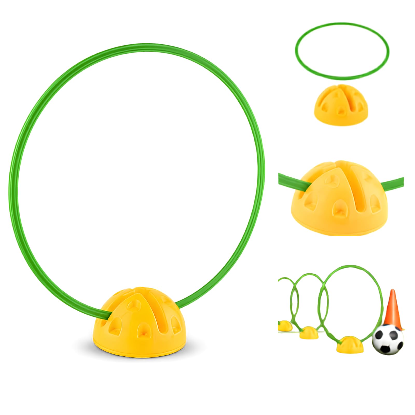 Soccer Agility Ring size-18inc (Pack of 2 Ring 2 Dome Base) Fitness Training Circle Quick Loops Agility Circles, Water-Filled Base, Agility Hoop, and Fitness Equipment | Mixed-Color Circles, Sports Training, 5 Bases Included, Kids & Athletes,-image-28