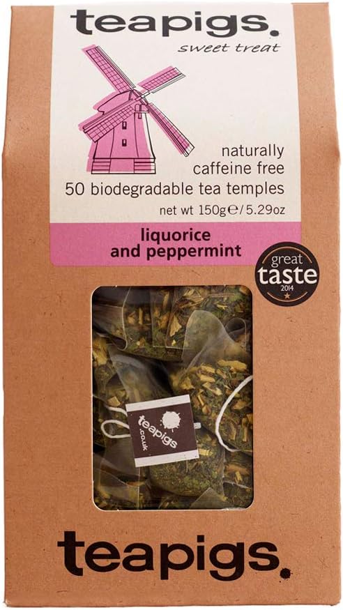 - teapigs Liquorice and Peppermint Tea Bags Made With Whole Leaves, 50 Count, Sweet, liquorice, mint (5422)