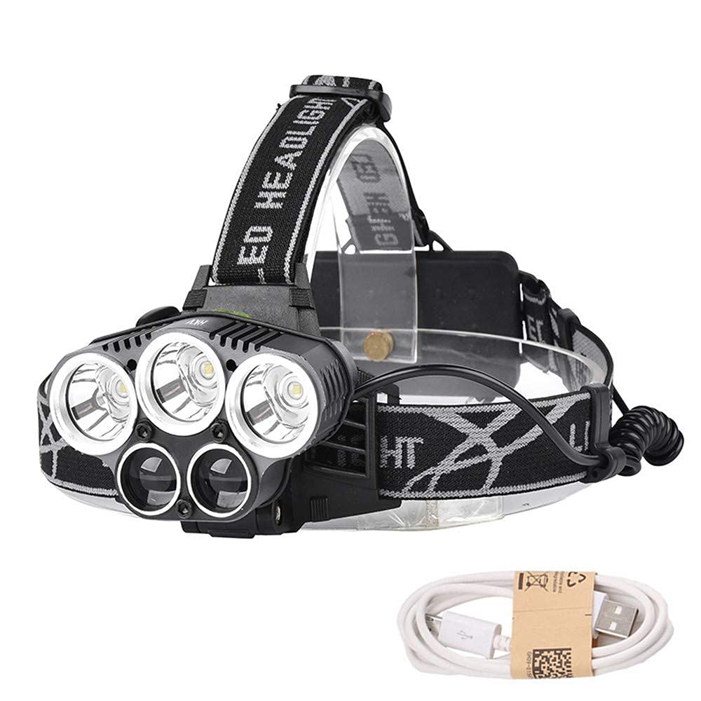 LEXSO Headlamp Flashlight, USB Rechargeable New 5 LED Headlamp Torch, IPX5 Waterproof Headlight with 4 Modes and Adjustable Headband Perfect for Camping, Hiking, Outdoors, Hunting, Running (B0CYLN4Z65) Amazon Price History, Amazon Price Tracker