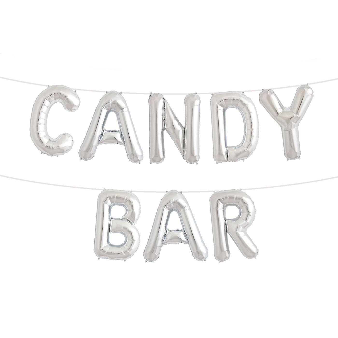 ballonfritz Balloon Candy Bar Lettering in Silver - XXL Foil Balloon as Wedding Decoration, Welcome Party Gift, Photo Props or Reception Surprise