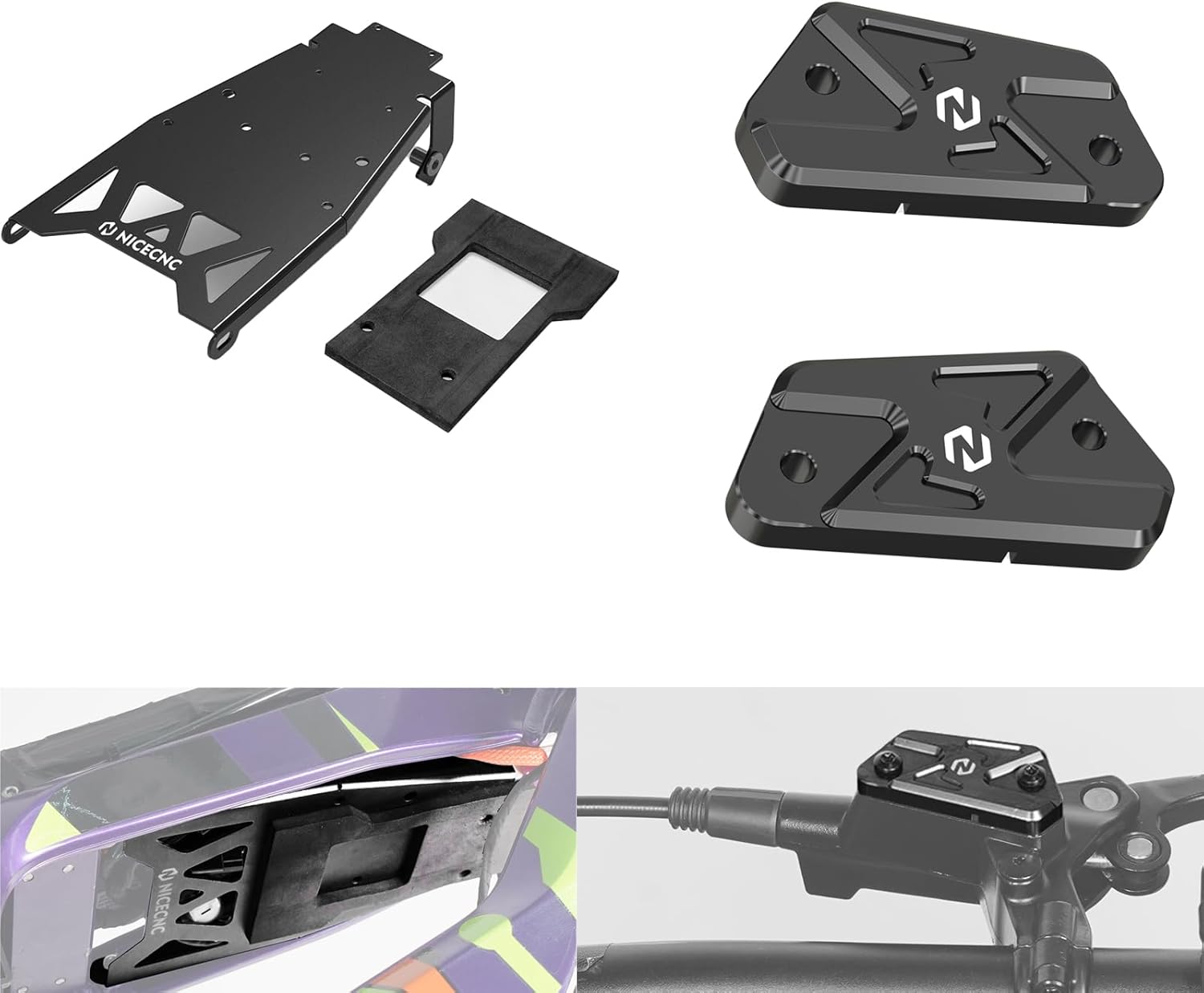 NICECNC Battery Front Fender Plate & Brake Reservoir Cover Cap Compatible with Surron Light bee X/S/ L1E,Compatible with Segway X160 X260 See Fitment