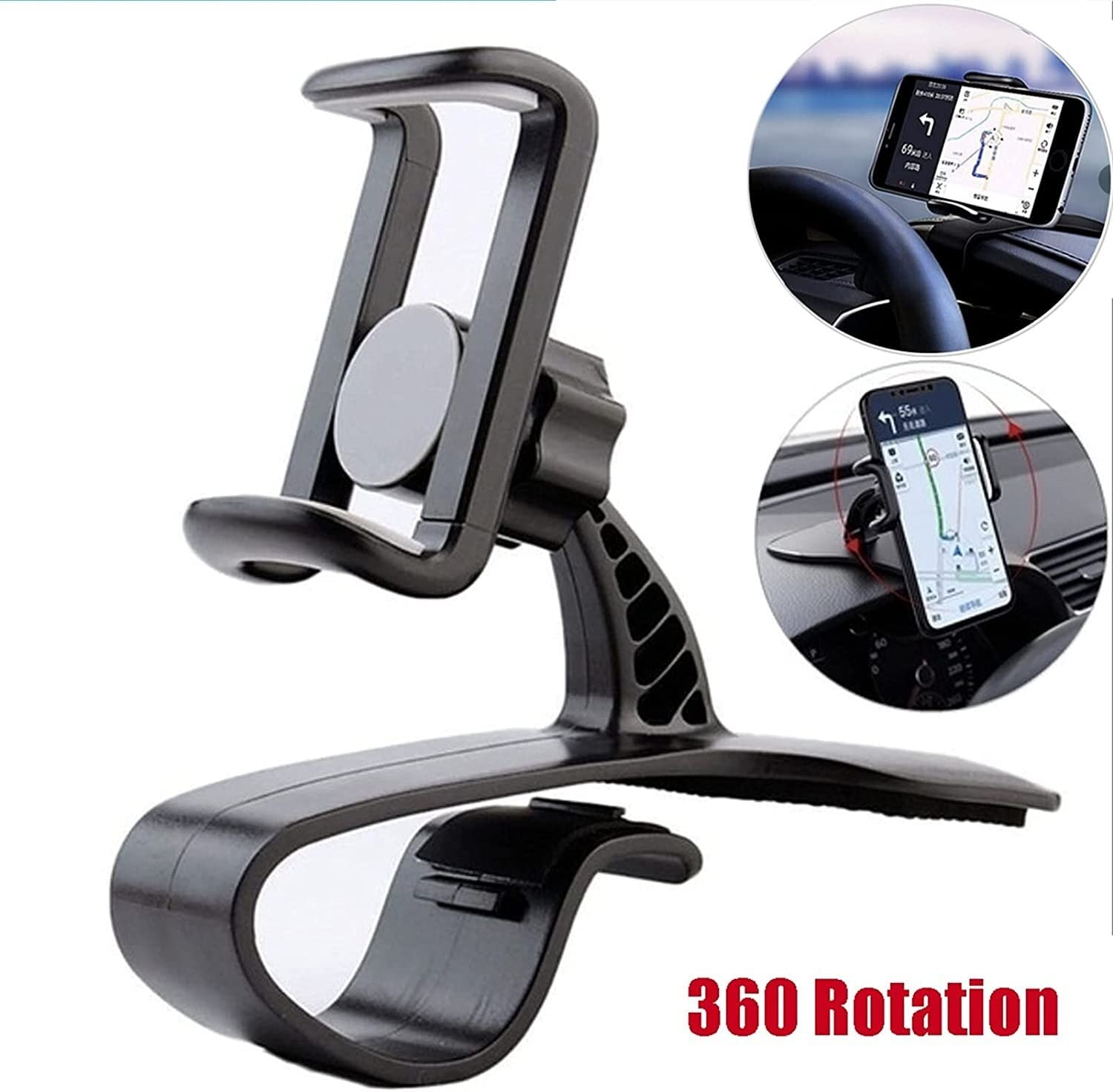 Porta Cellulare Auto, Supporto per cruscotto per auto Supporto per telefono Supporto per clip su supporto Supporto per supporto GPS per cellulare universale Supporto per clip girevole per telefono cel