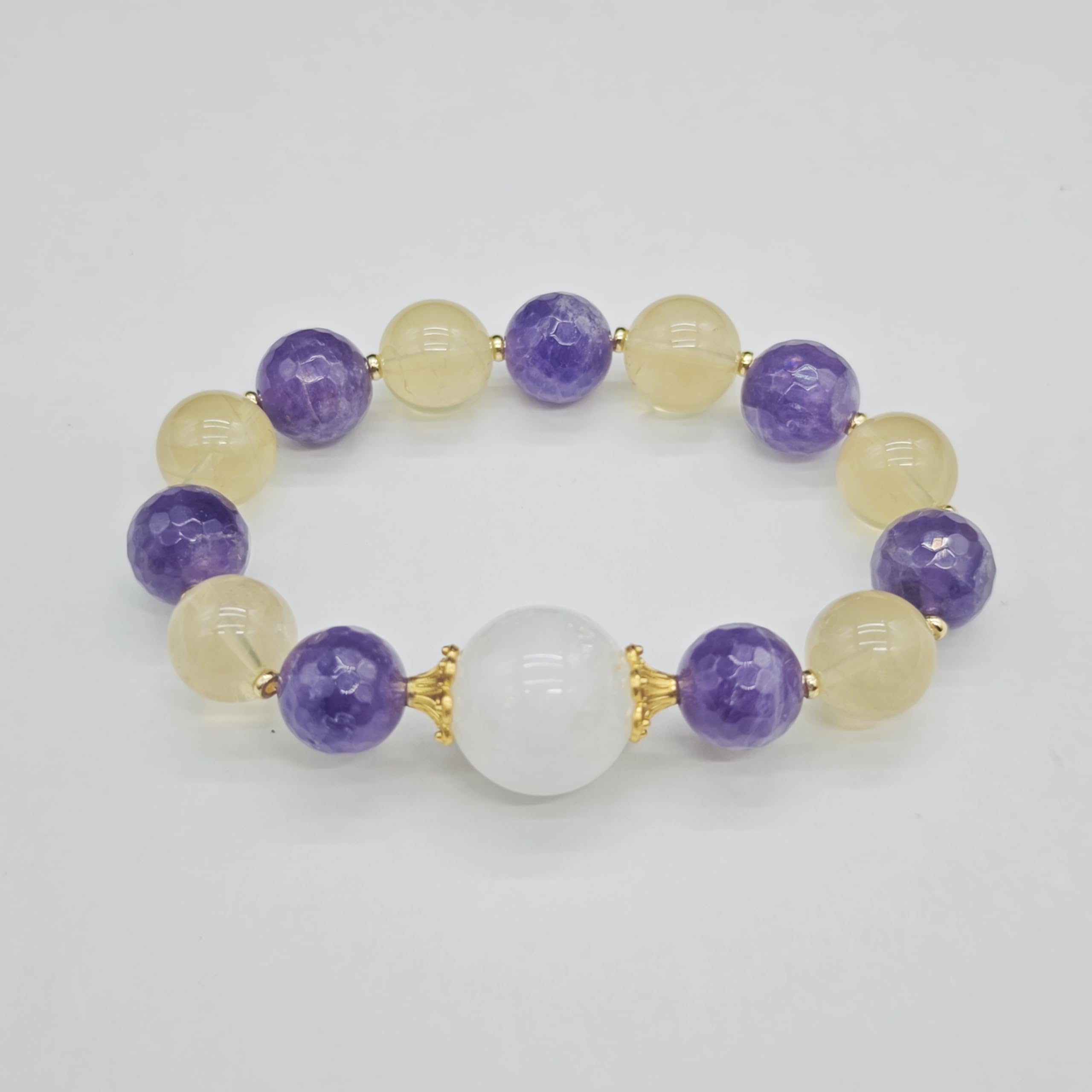 Bracciale Ametista Bracciale in Cristallo Naturale di Ametista Fatto A Mano - Pietra Elastica per Donne, Uomini, Meditazione, Yoga, Compleanno, FESTIVITÀ
