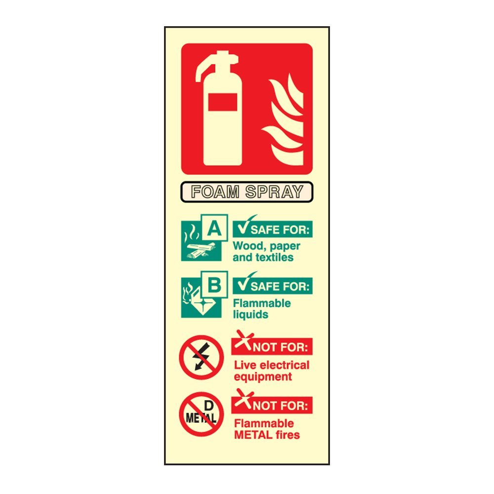Fireshield Photoluminescent Foam Fire Extinguisher Id Sign Portrait - 75Mm X 200Mm