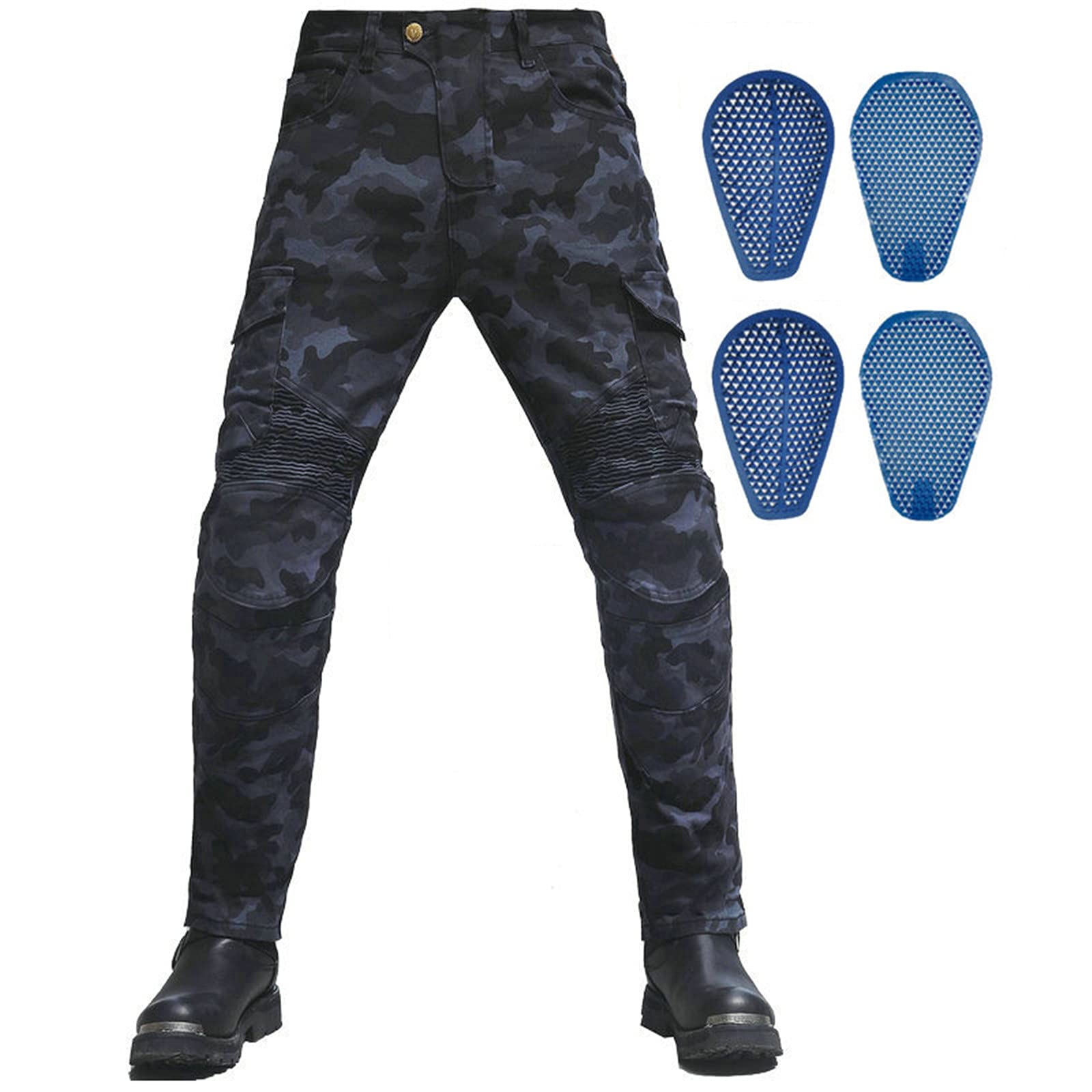 Pantaloni da Moto da Uomo,Moto Biker Jeans Mimetico Impermeabili Protezione Armature Motorcycle Pants da Ciclismo Cargo Pantaloni da Corsa