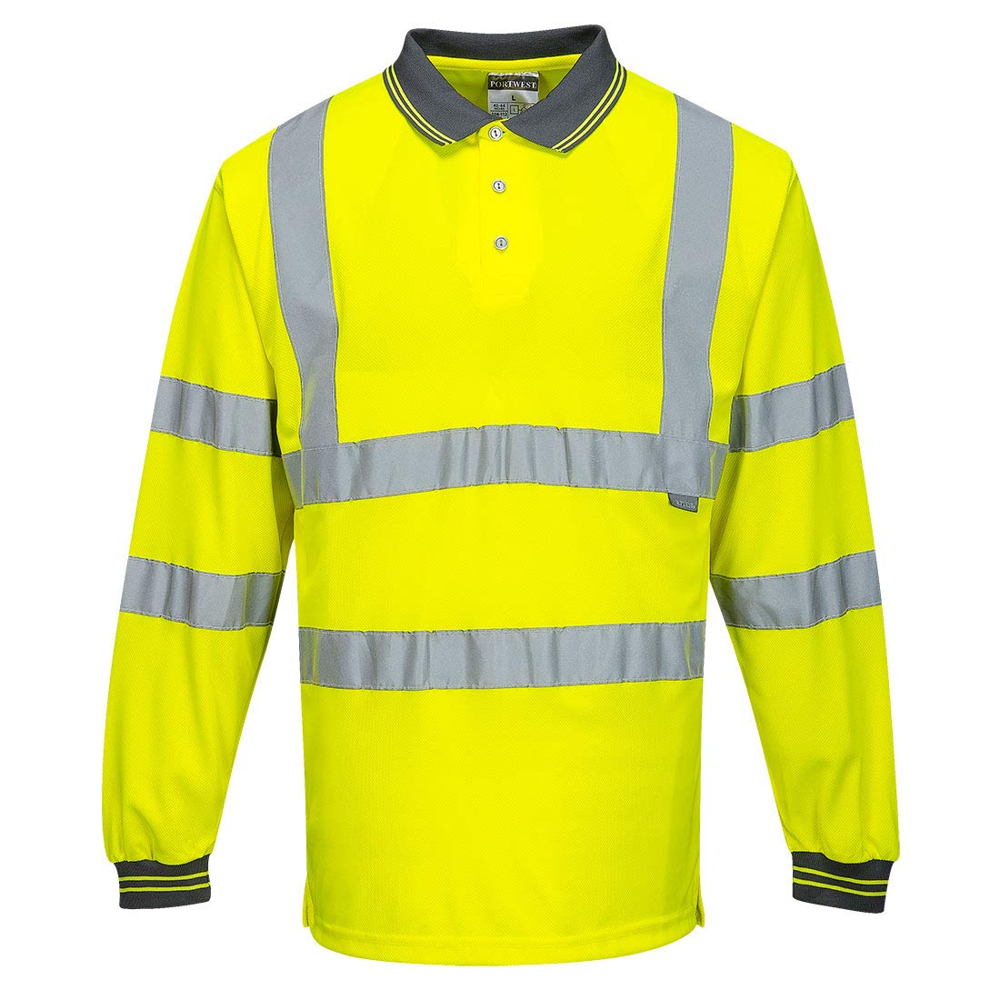 Portwest Yellow Hi-Vis Long Sleeved Polo - Xxl