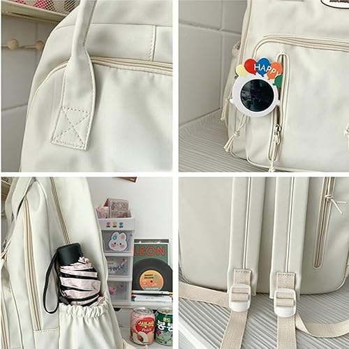 Miniatura 5 de Mochila Kawaii con bonitos accesorios estéticos para laptop de 15.6 pulgadas con colgante, Blanco, Mochila para laptop