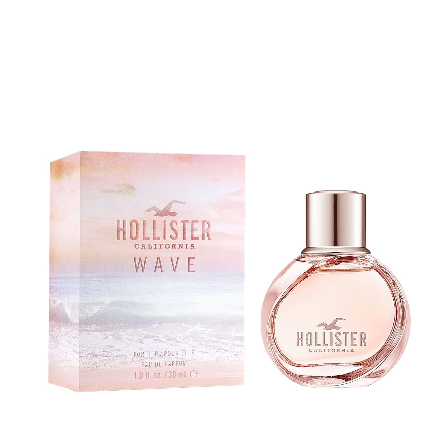 Hollister Wave For Her Eau de Parfum Spray, 1.0 oz/30 ml, Pack of 2