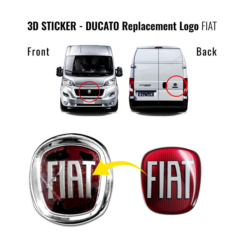 Adesivo Fiat Professional 3D Ricambio Logo Anteriore + Posteriore per Ducato