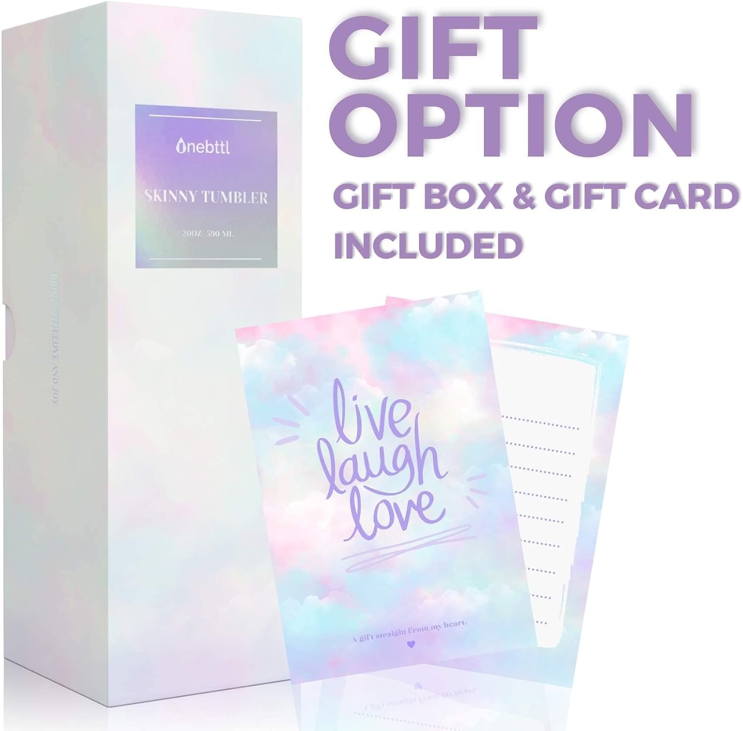 Onebttl 21st Birthday Gifts for Women, Girl, Her - 21 and Fabulous -20oz/590ml Stainless Steel Insulated Glitter Tumbler with Straw, Lid, Message Card - (Purple-Blue Gradient)