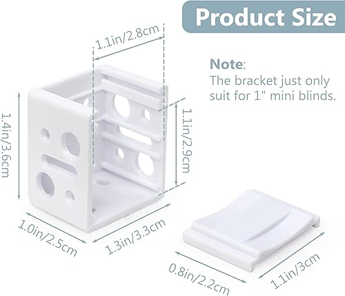Miniatura 3 de SHERY Soporte de persianas de 1 pulgada - Soporte de montaje de persiana de vinilo, soporte de riel de cabeza blanca, 4 piezas