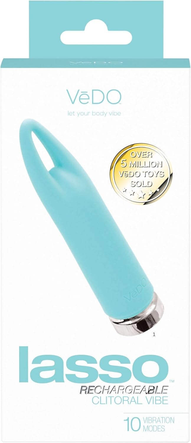 VeDO Lasso Rechargeable Clitoral Bullet Vibrator with Open Ended Loop for Targeted, Dynamic Stimulation (Turquoise)