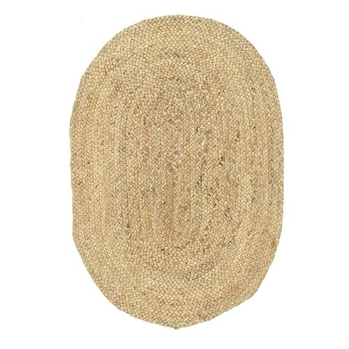 DN Handicraft Alfombra reversible de fibra natural india, 270 x 360 cm, color marrón, ovalada de yute Cover