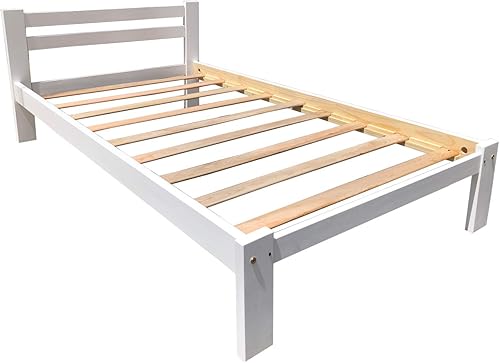 Miniatura 9 de Amazonas - Cama individual blanca con nido de madera, tamaño individual, madera de pino maciza y listones de madera dura, soporte para cama de