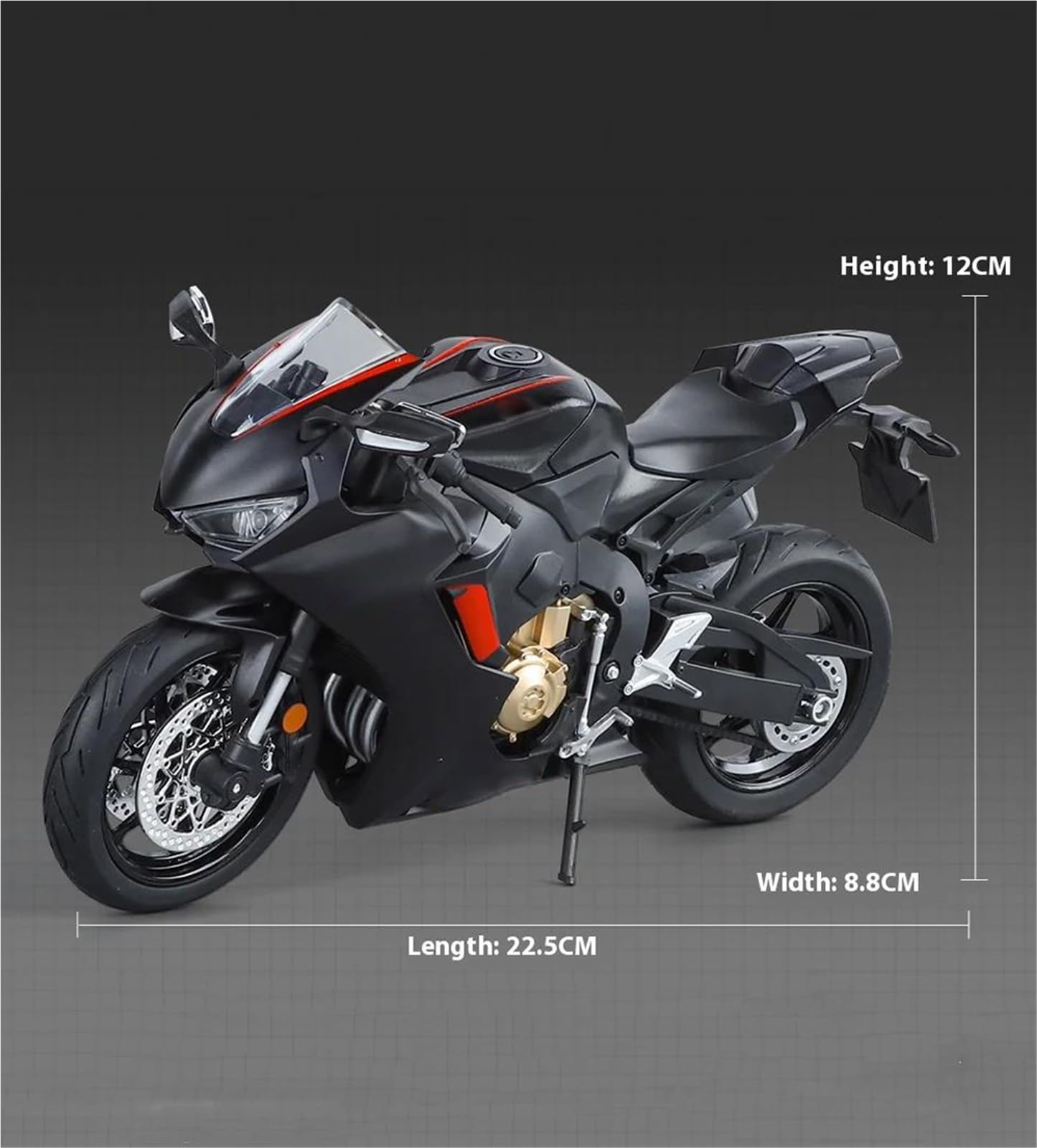 Modelo de Motocicleta Adornos De Regalo 1/9 para Honda CBR 1000RR Modelo Motocicleta Carreras Aleación Fundida A Presión, Juguetes Colección Ligeros(Nero)