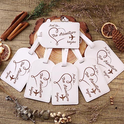 Set of 10 Custom White Leather Luggage Tag, Wedding Favors, Wedding Gift for Guests, Bridal Shower Favors, Traveler Gift2