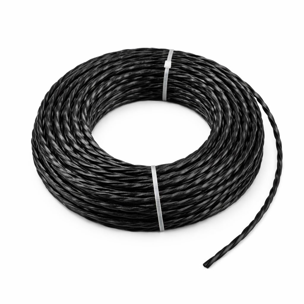 Twist Strimmer Line 2.4mm 15m Twisted Trimmer Cord - Reduced Noise and Vibration Nylon Weed Cutter Line for Grass, Weeds and Edging - Durable Wear Resistant Spool Refill for Garden Strimmers