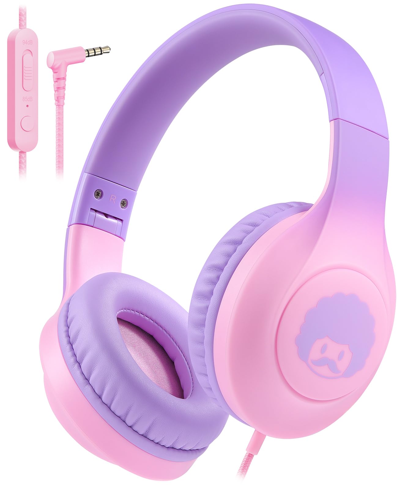 rockpapa Kids Headphones, Wired Headphones for Kids with Microphone, 85/94dB Volume Limiter Head Phones for Girls Boys, Foldable Headphone for School