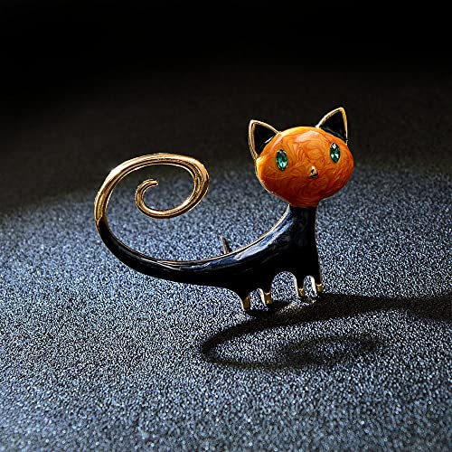 Image of Fashion Cat Lapel Brooch Pin for Women Girls Cubic Zirconia Rhinestone Enamel Pet Animal Pin Clip Hat Scarves Sweater Dress Suit Jacket Brooches Pins Cute Jewelry Gifts Christmas