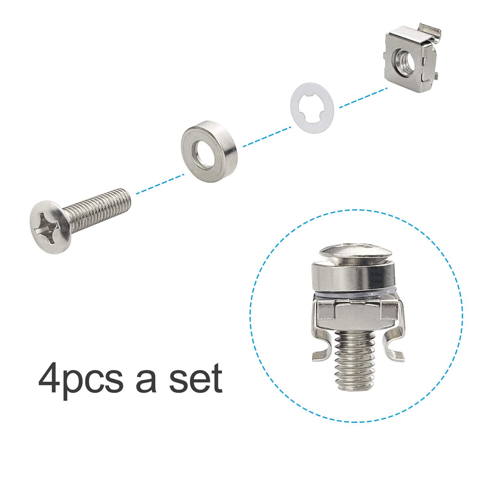 Server Rack Retaining Nuts Cage Nut Rack Mounting Hardware 40 Sets M6 X 16mm Rack Mount Cage Nuts ...