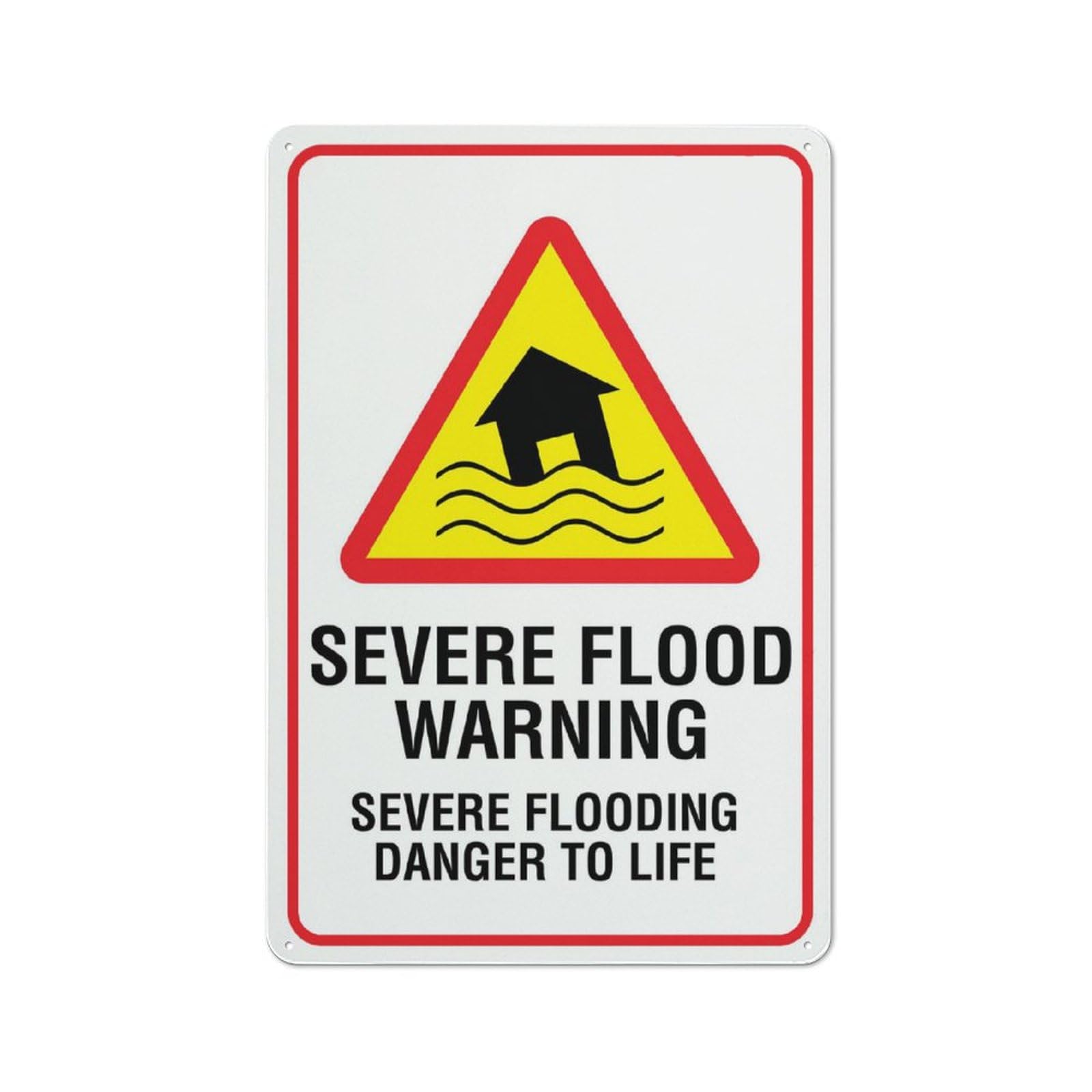 Severe Flood Warning Sign 12X8 Inch Aluminum Uv Ink Printed For House And Business