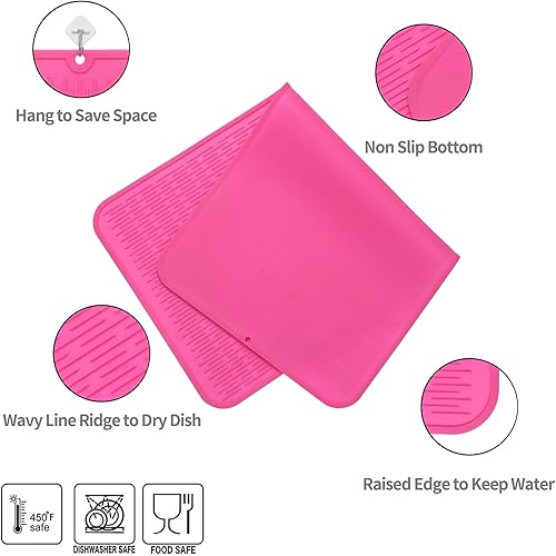 Miniatura 964 de Tapete de silicona para secado de platos para múltiples usos, fácil de limpiar, ecológico, resistente al calor, tapete de silicona para encimera