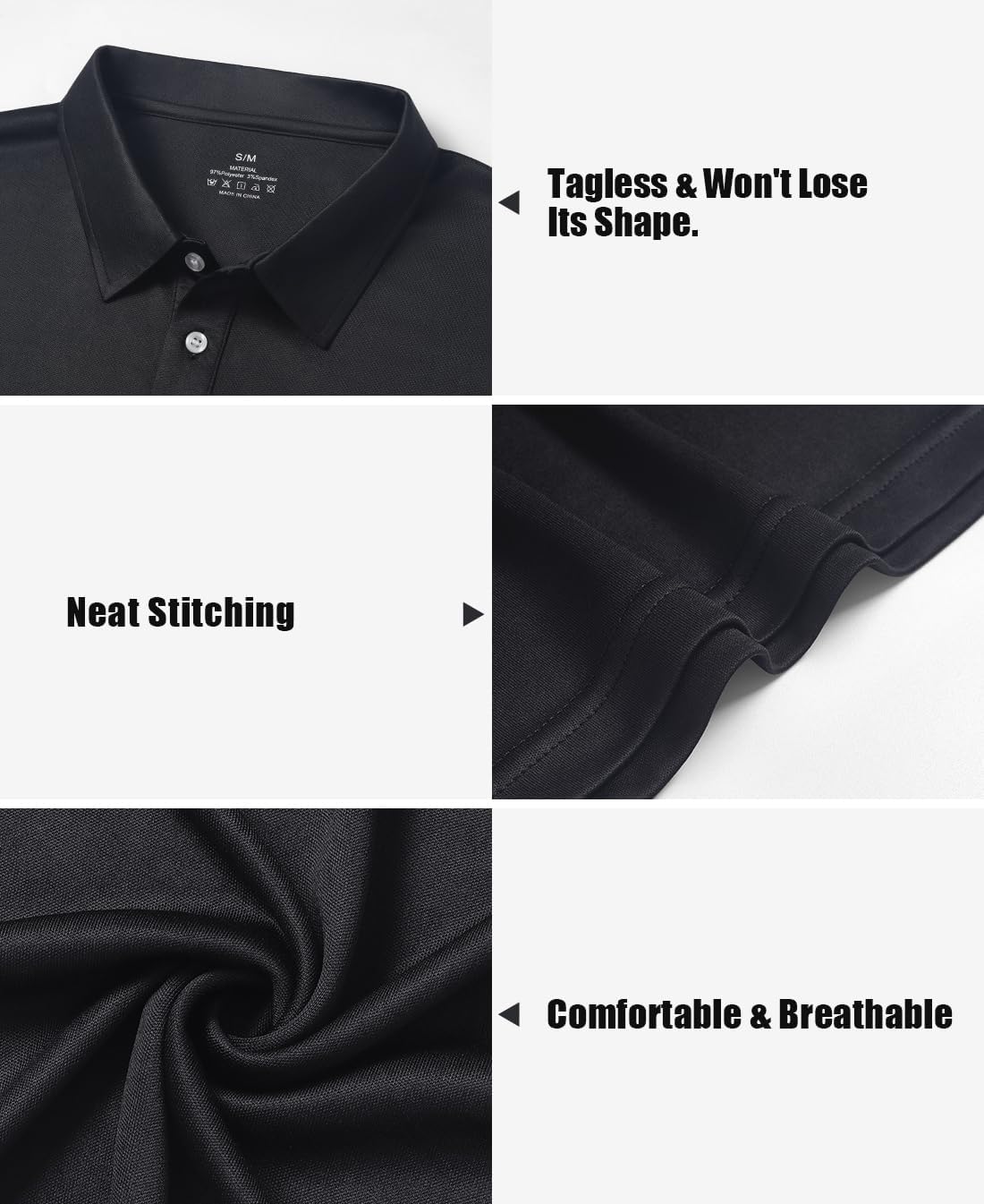 5 Pack Polo Shirts for Men Dry Fit Short Sleeve Golf T-Shirt Moisture Wicking Collared Casual Work Tops
