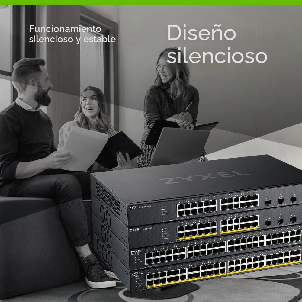 Zyxel Nebula Switch Inteligente de 48 Puertos Ethernet Gigabit con 4 Ranuras 10G SFP+ y Modo Cloud híbrido [XGS1935-52] | 44x Puertos GbE + 4x 10G SFP+, NebulaFlex, Smart Managed L3, Smart Fan, Kit de Montaje en Rack