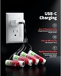 EBL 4 Pack AA Lithium Batteries, USB-C Rechargeable AA Battery, 3500mWh Long-Lasting Power, 1.5V Output, Includes Fast Charging Cable