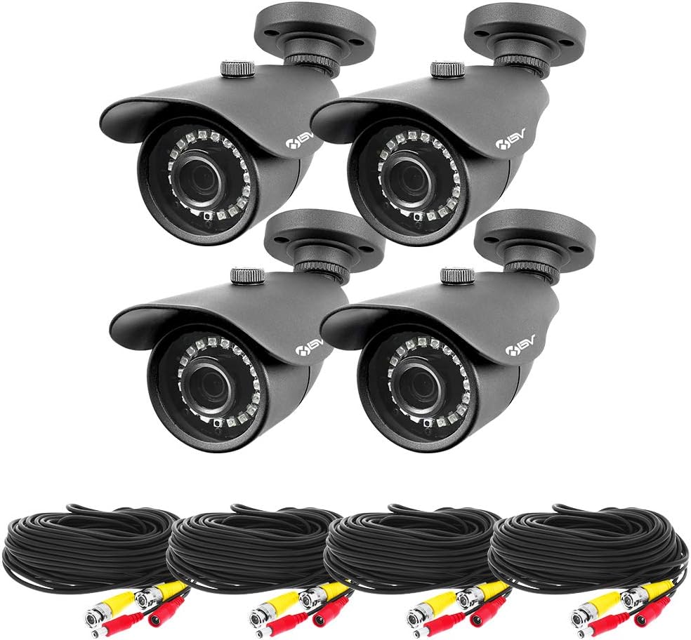 Best Vision 4 Pack High Definition Security Camera - 4pcs 1080P AHD Outdoor/Indoor Night Vision Bullet Cameras - 3.6mm