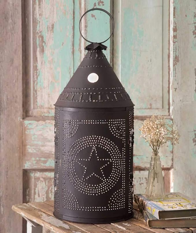 Colonial Tin Works Paul Revere Large Lamp with Punched Star