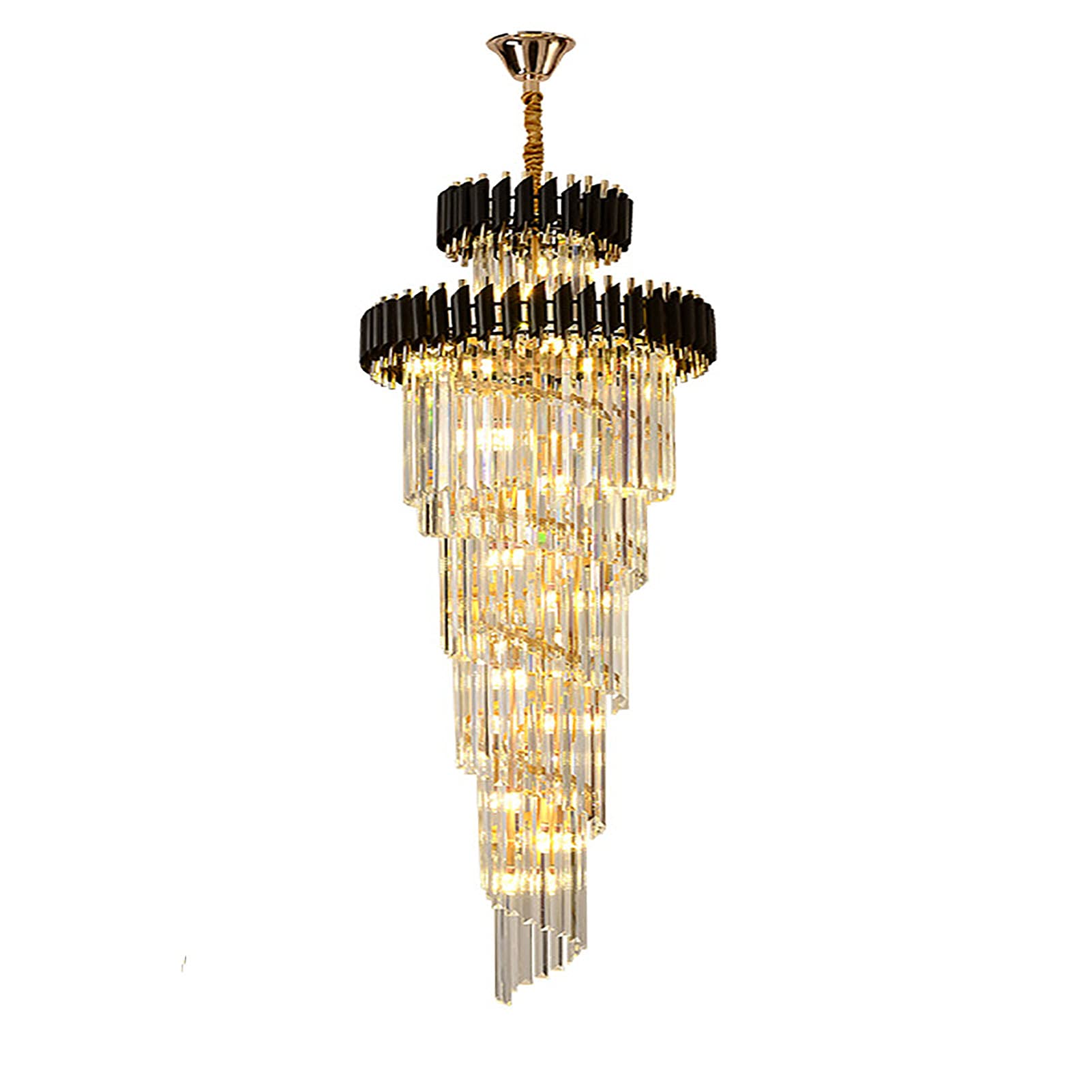 HXYSXHJUO Nordic Duplex Stair Chandelier - American Modern Crystal Light for Living Room Villa Hall with Revolving Feature and Long Design