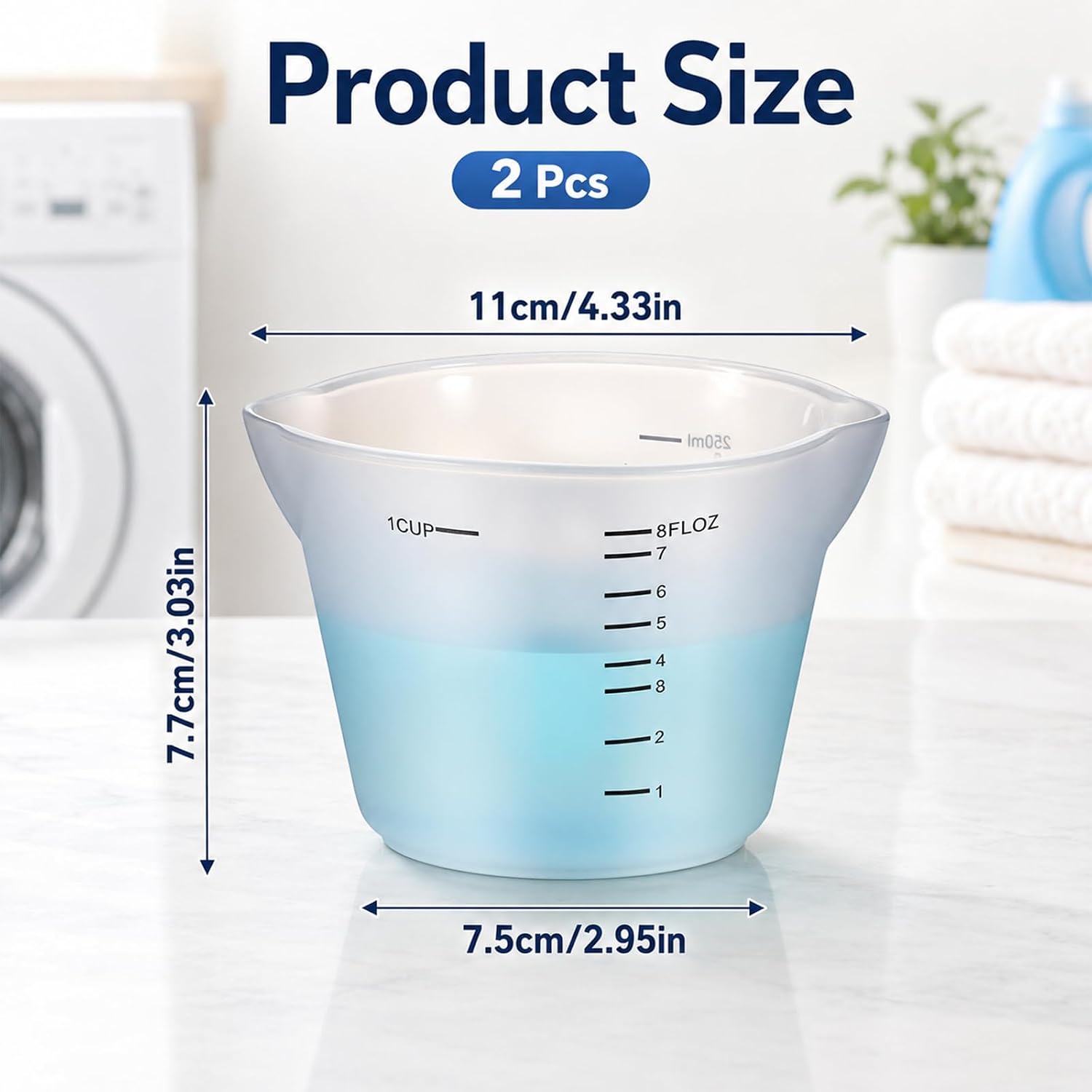 2 PCS Laundry Detergent Cup, 250ml Laundry Measuring Cup for Home and Hotel