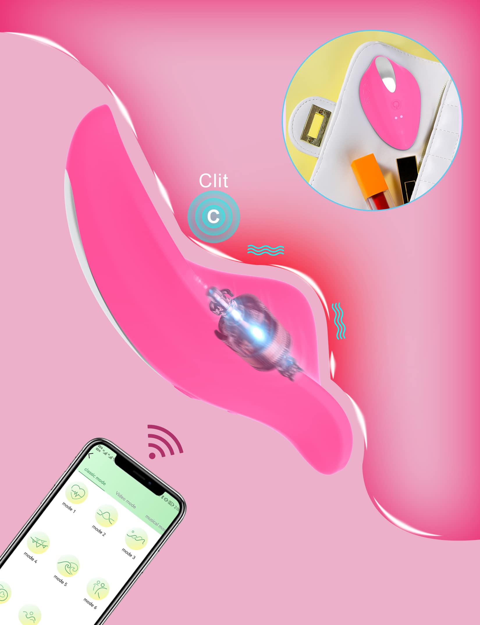 Vibratore a Farfalla Con App, Vibratore Telecomandato Con 9 Modalità, Stimolatore Del Clitoride Indossabile Per Donne, Giocattolo Erotico Ricaricabile Tramite Usb Per Coppie