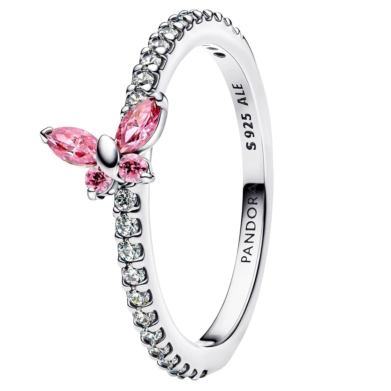 PANDORA Damenring Silber Funkelnder Schmetterling Pink 194269C02