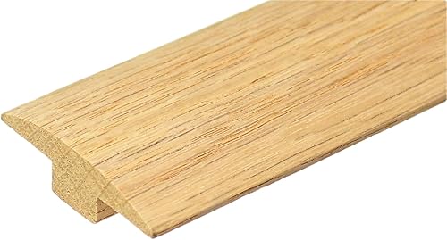 Moldeado en T de roble de 1 12 pulgadas de ancho, tira de transición de piso de roble rojo macizo de 36 pulgadas, sin terminar y manchable,