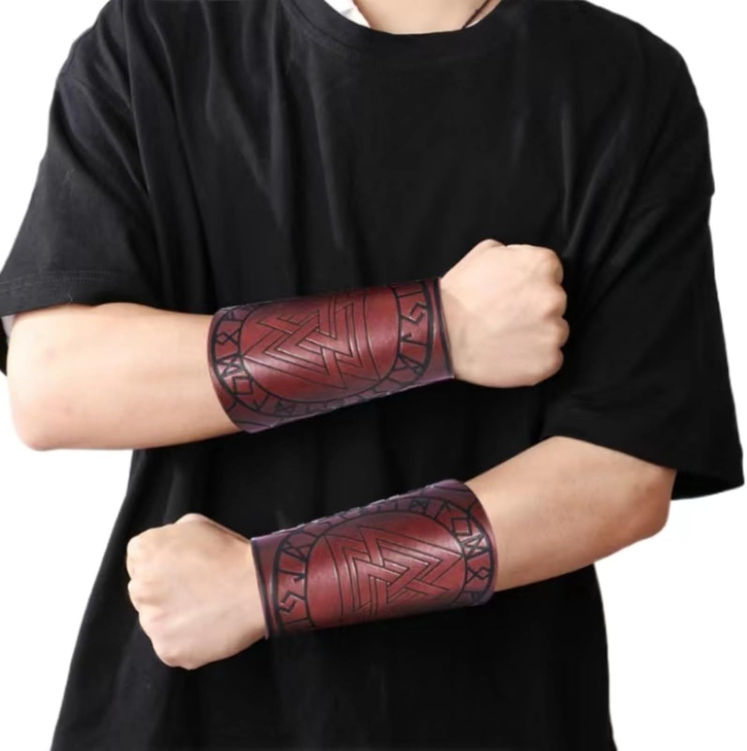 RUMITY Vintage Pirate Bracelet Sports Wrist Guard Cycling Protective Equipment Adjustable(Deep Coffee,M)
