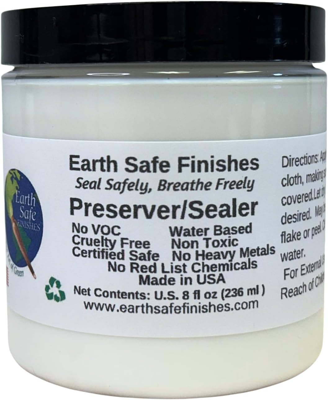 Earth Safe FInishes Preserver Sealer for All Surfaces (Wood, Concrete, Brick, Terra Cotta, etc) Durable, Non Toxic, Non Flammable, No VOC, Made in USA (Preserver/Sealer, 8oz)