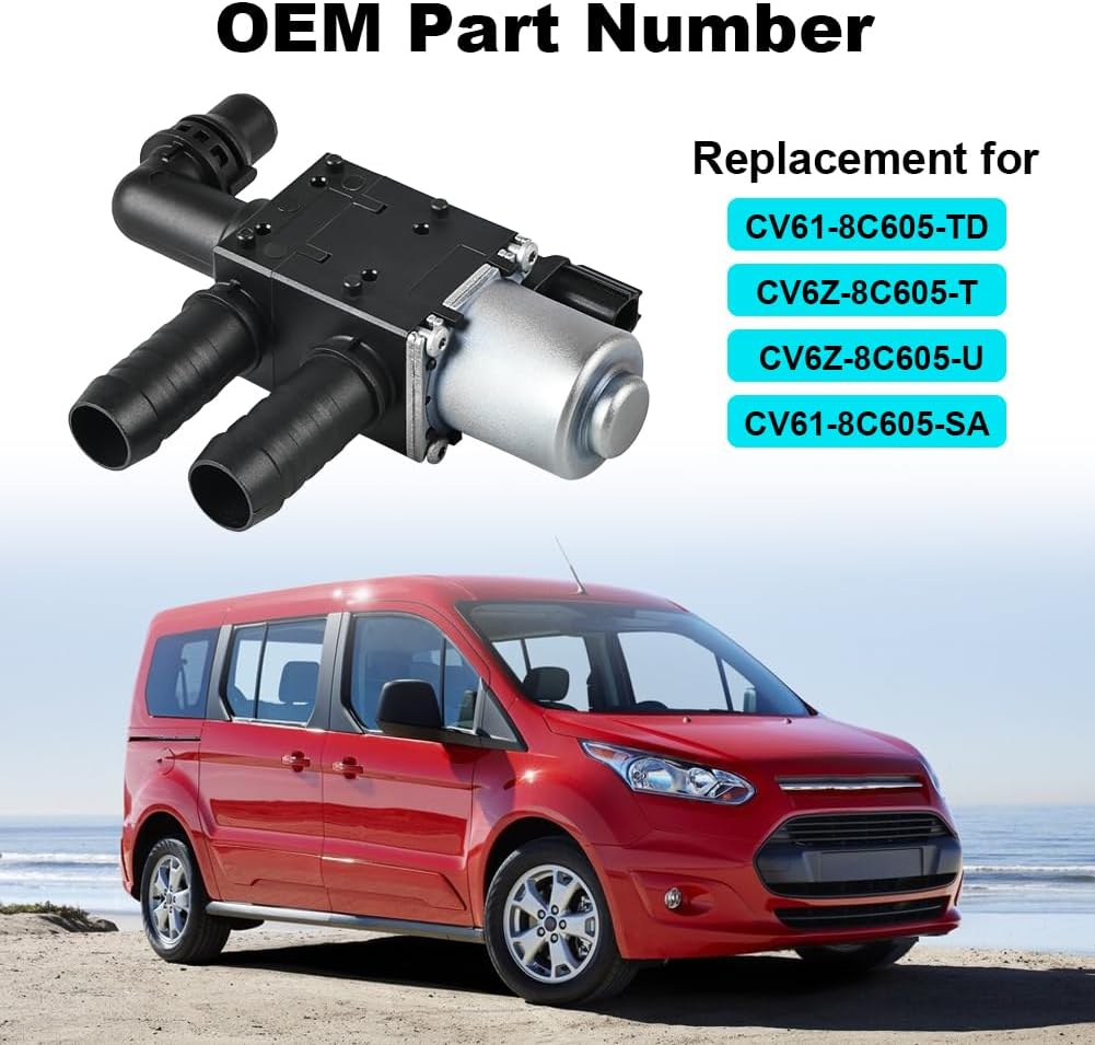 Engine Heater Control Valve Solenoid Compatible with 2013-2019 Ford Escape 2014-2018 Transit Connect Heater Water Control Valve Replacement for CV61-8C605-TD CV6Z-8C605-T CV6Z-8C605-U
