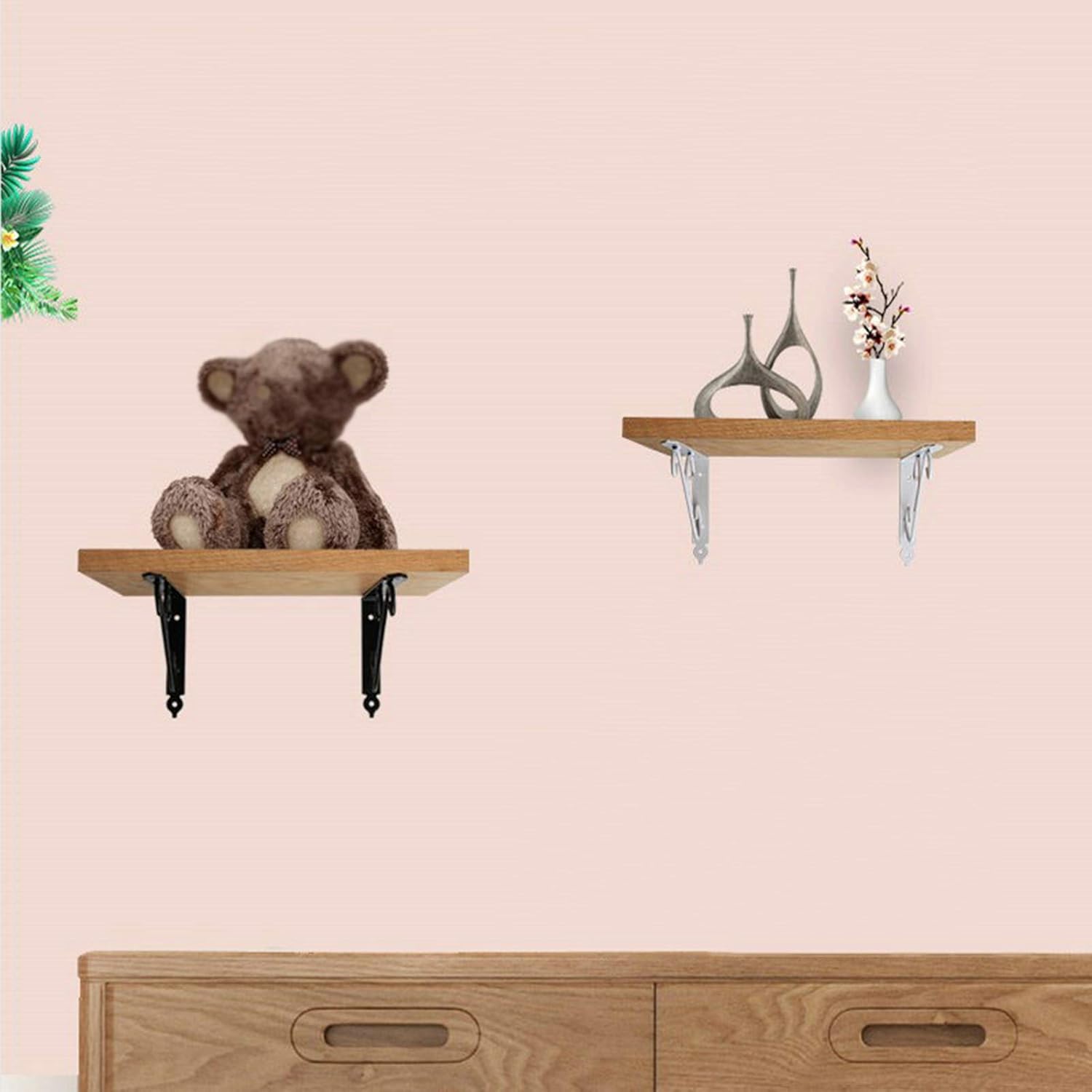 White Shelf Bracket,Wall Mounted Wrought Iron Black Shelf Supporter,Triangle Angle Support Brackets for Shelves Bookshelf Shelf Fixed,Durable,Corrosion-Resistant,Corner Braces Set,4 black,150*115mm