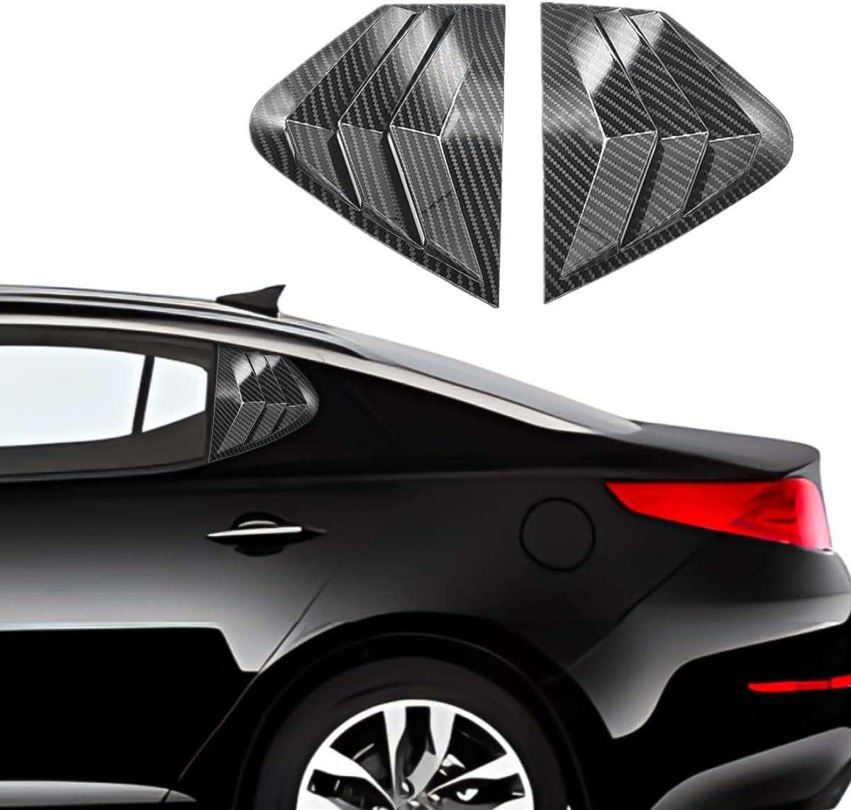 for Kia K5 Optima 2011 2012 2013 2014 2015 Exterior Accessories Sporty Car Rear Side Racing Style ABS Window Louvers Air Vent Scoop Shades Cover Trim Blinds 2PCS(Carbon Fiber)